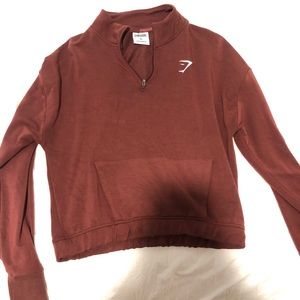 Brown/ red gymshark crop shirt